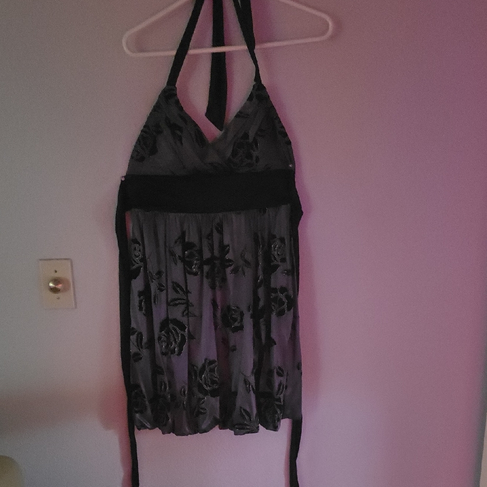 Trixxi Black and Gray Backless Dress